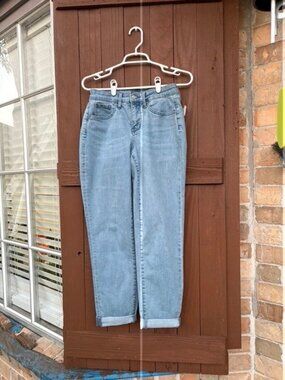 NYDJ Margot Girlfriend HIGH RISE Rolled Cuff Jeans COOL EMBRACE Surfside sz 0